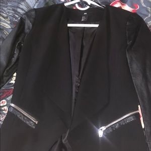 H&M blazer with leather sleeves